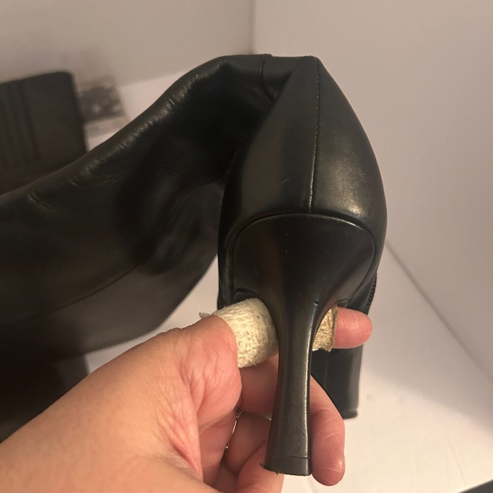 🖤 Moda Spain Black Leather Knee-High Boots | Pointed Toe | Size 8 - Picture 13 of 16